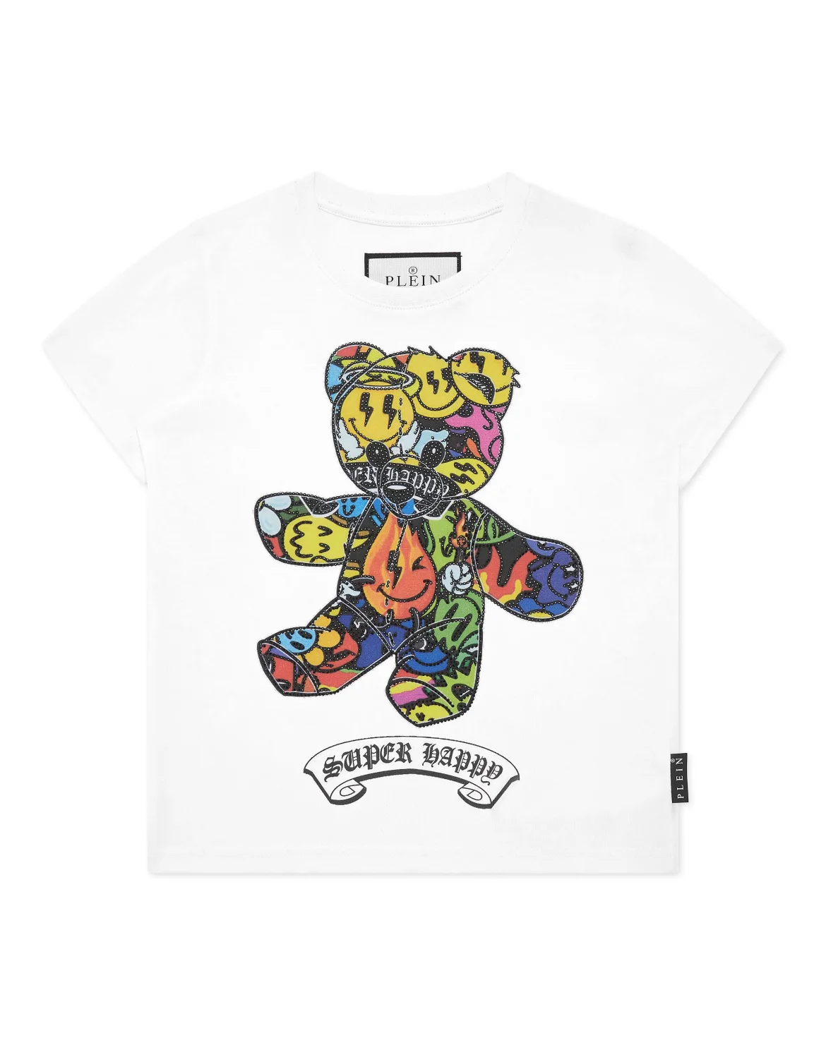 T-shirt Round Neck SS Strass Teddy Bear, цвет: Белый