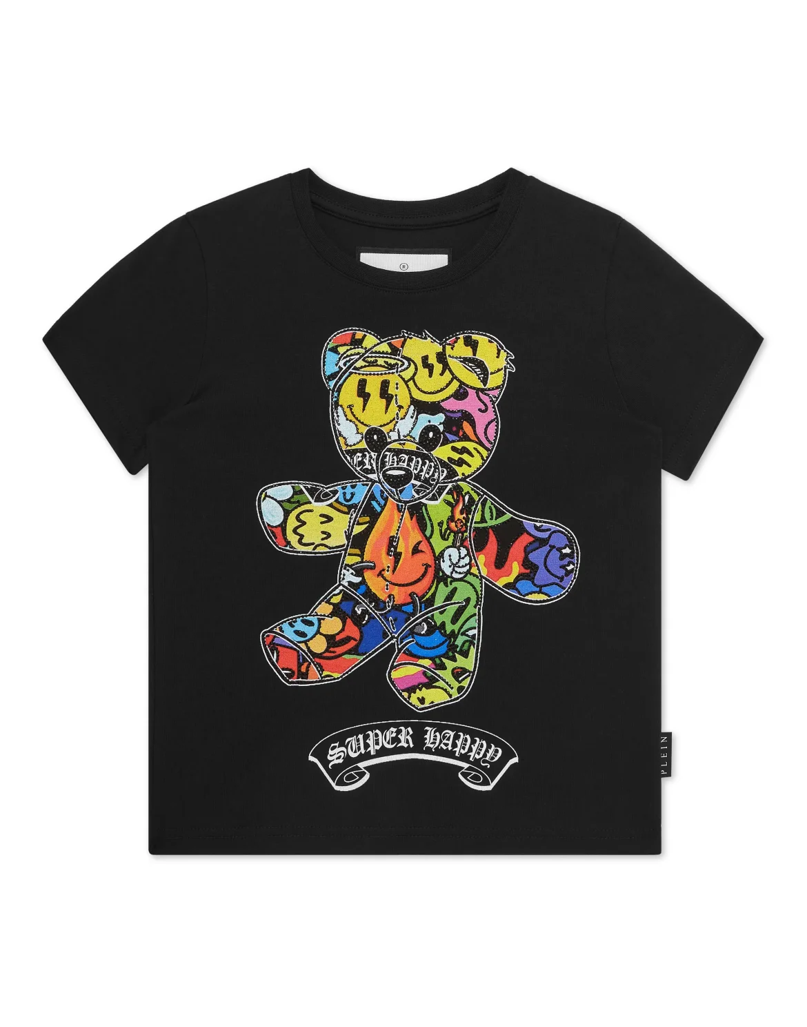 T-shirt Round Neck SS Strass Teddy Bear, цвет: Черный
