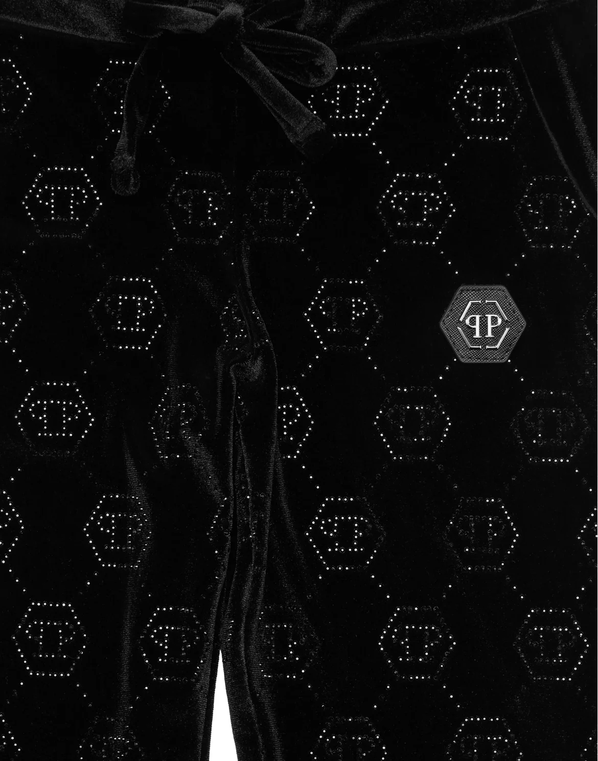 Chenille Jogging Trousers Strass Monogram, цвет: Черный