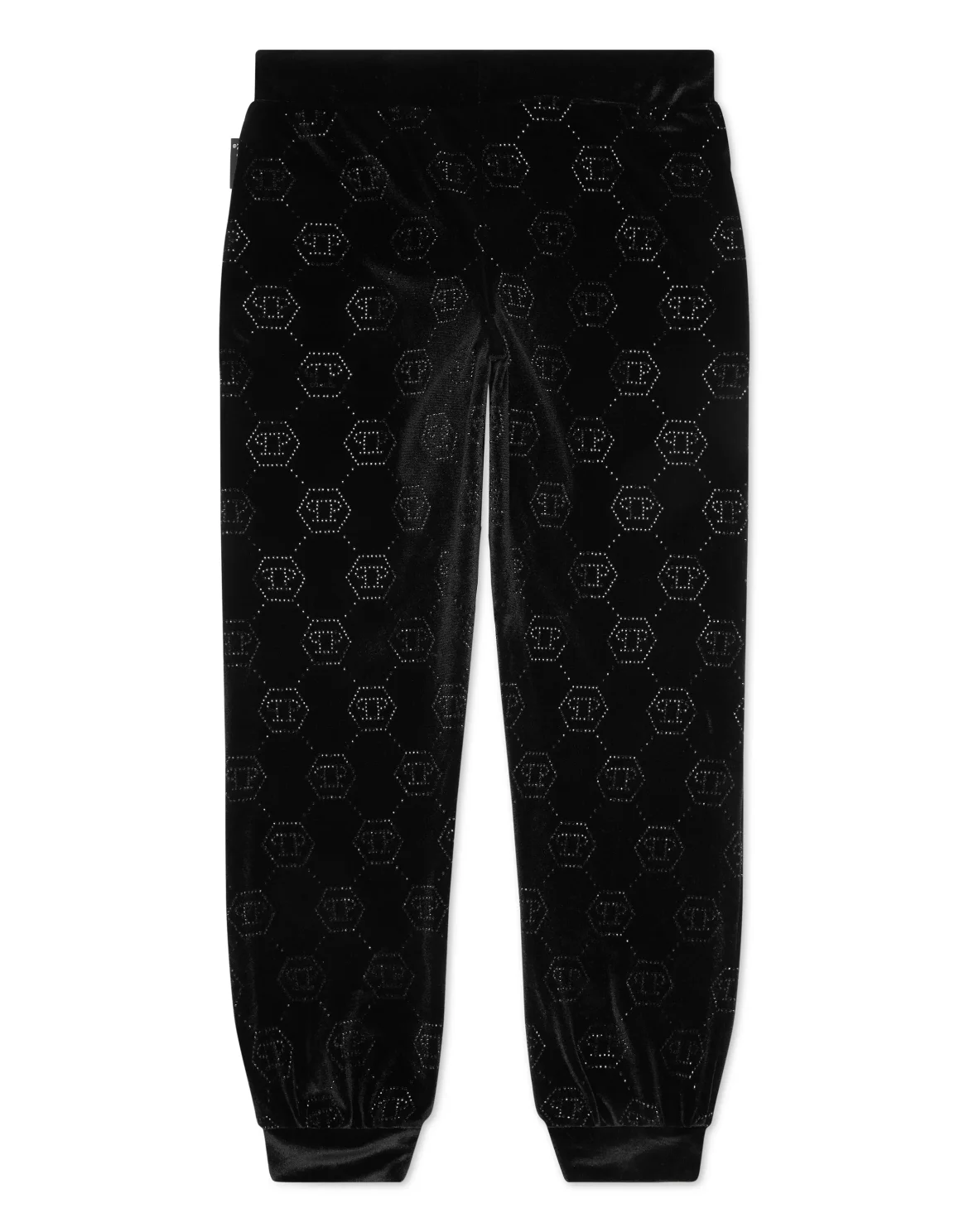 Chenille Jogging Trousers Strass Monogram, цвет: Черный