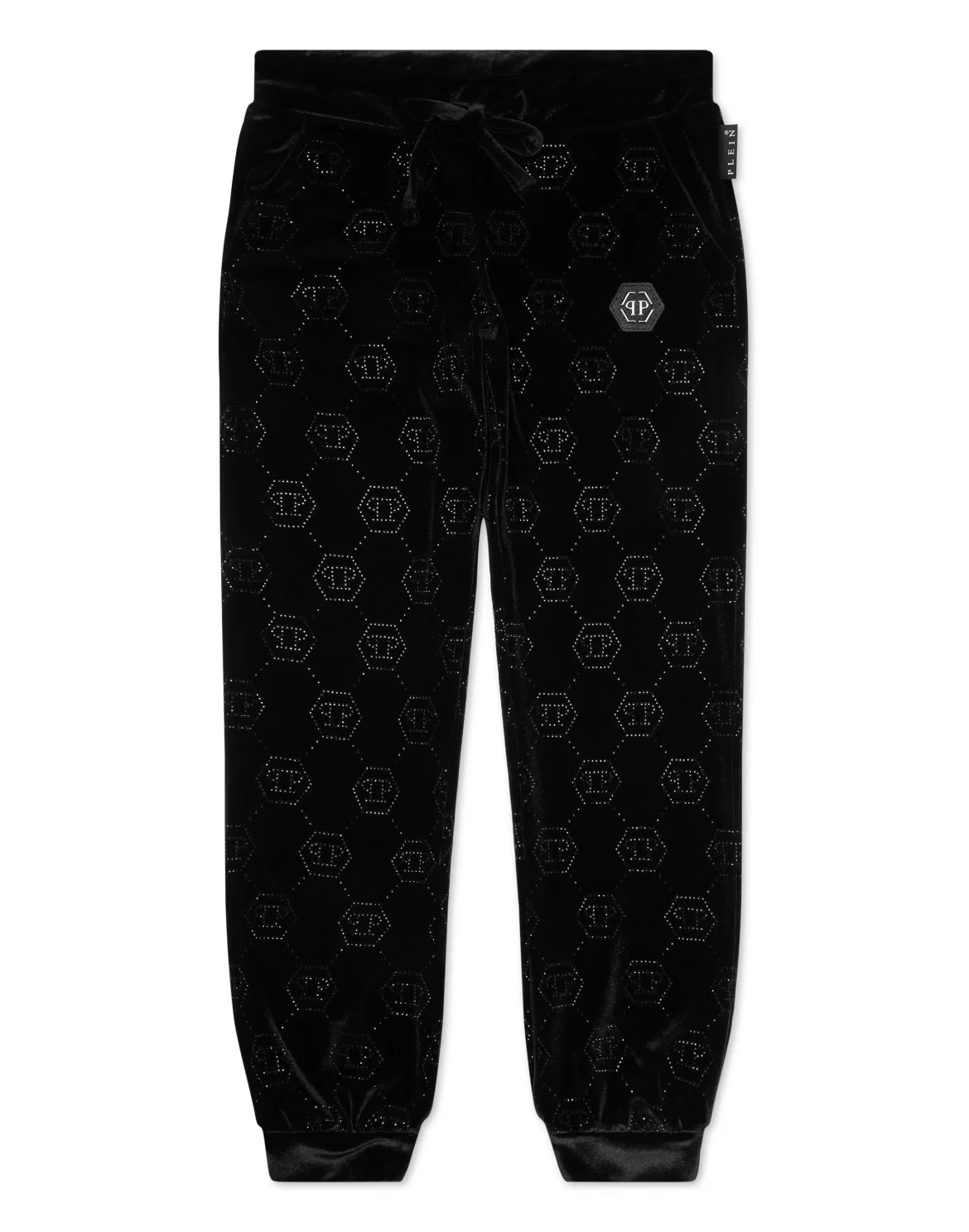 Chenille Jogging Trousers Strass Monogram, цвет: Черный