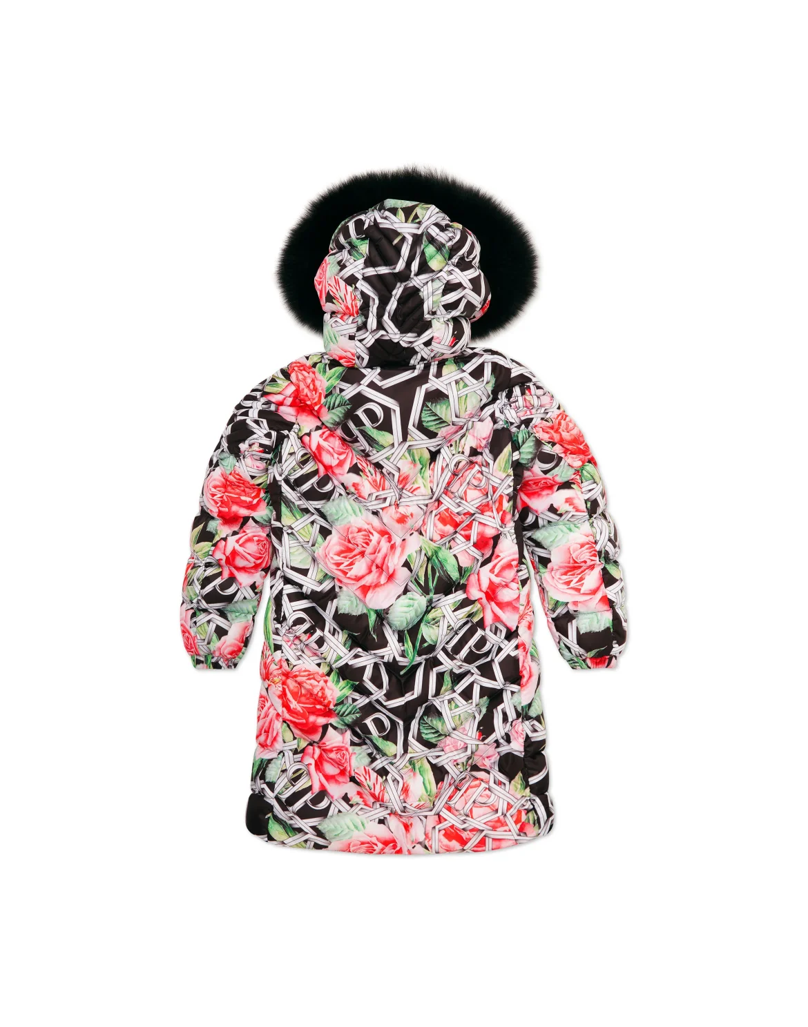Puffer Long Coat Roses, цвет: Красный
