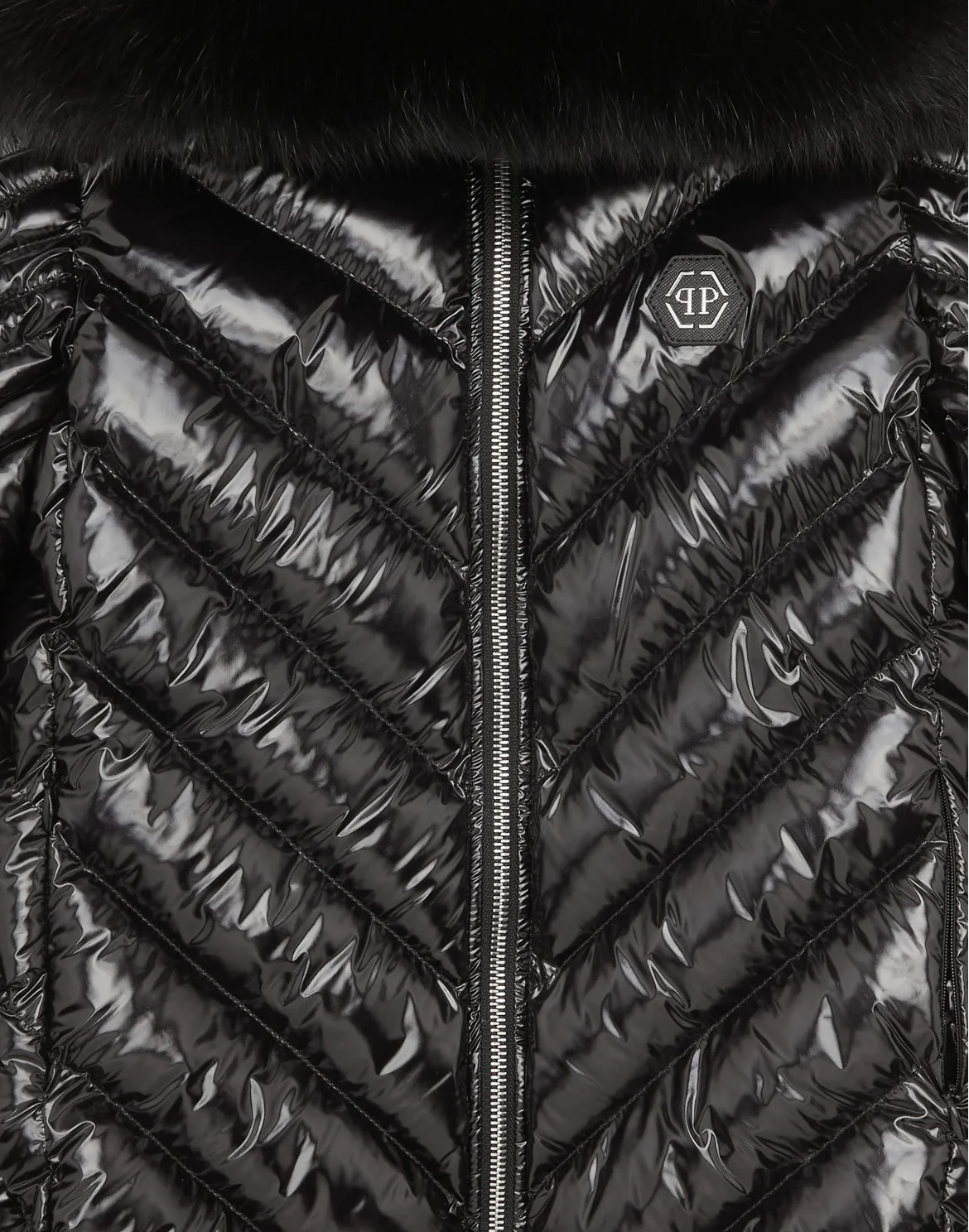 Puffer Fox Long Coat, цвет: Черный