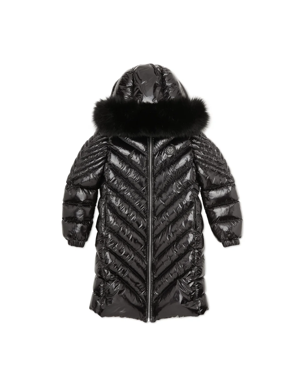 Puffer Fox Long Coat, цвет: Черный
