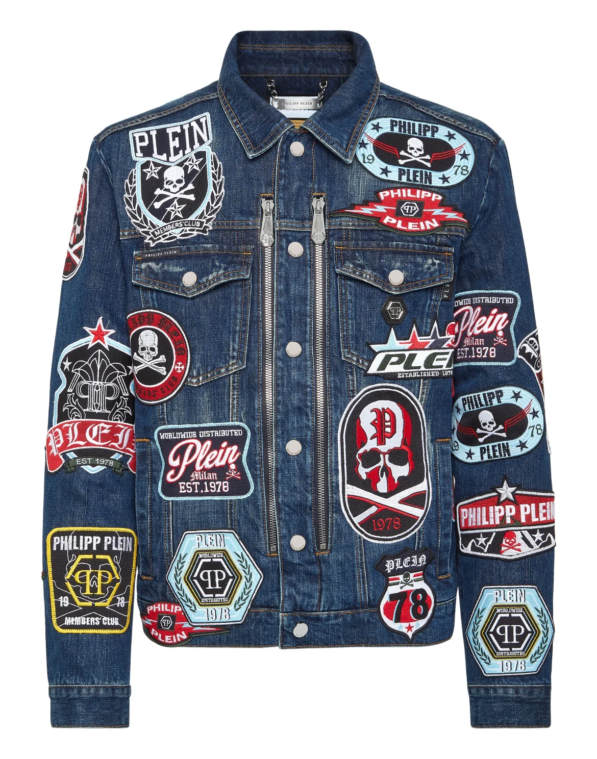Zipped Denim Jacket Patches, цвет: Синий