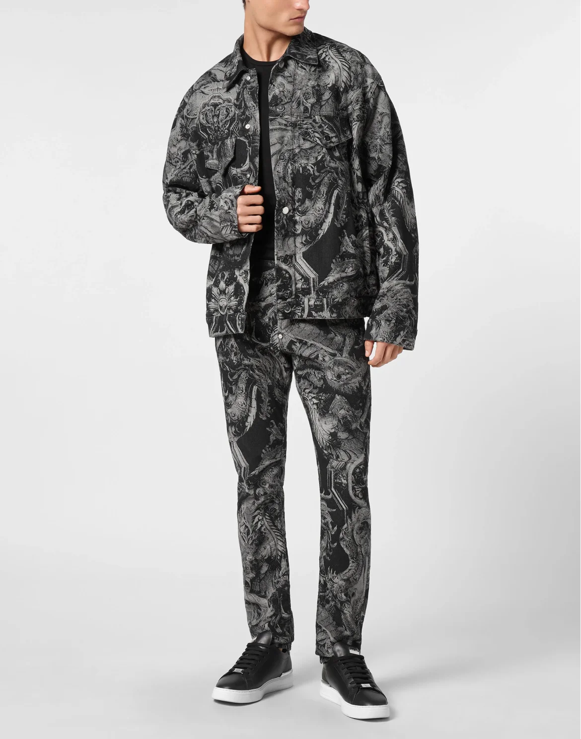 Denim Oversize Jacket Dragon Skull, цвет: Черный