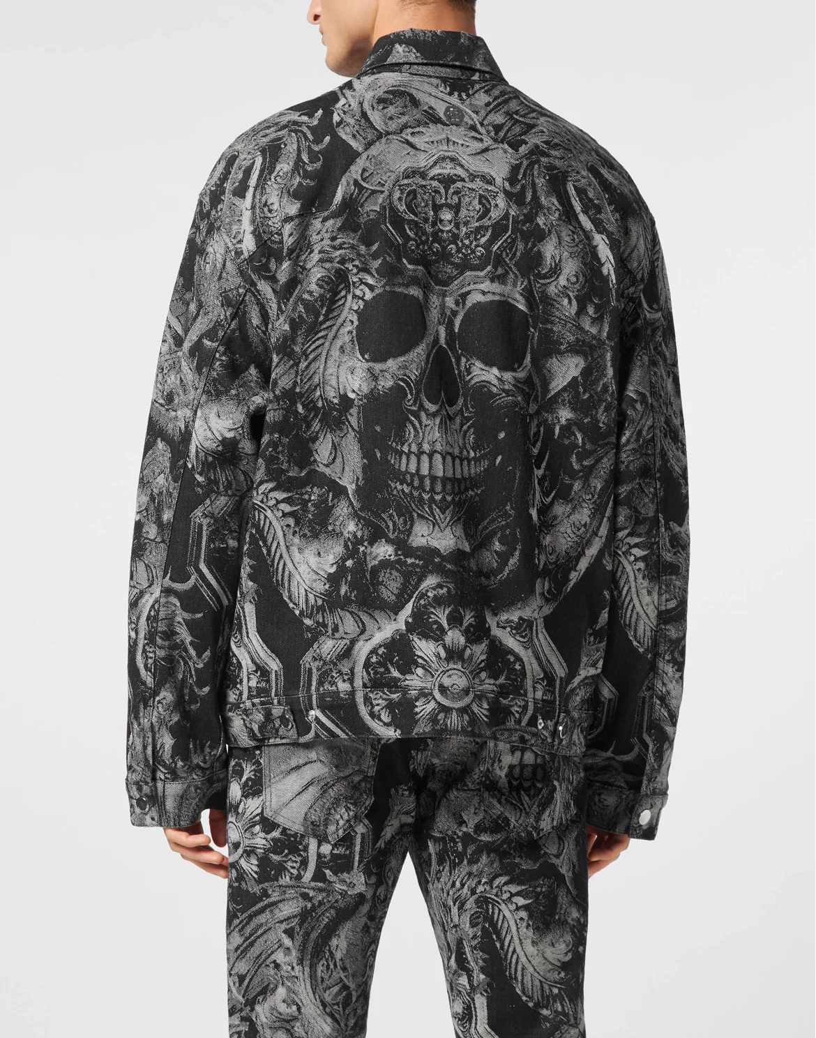 Denim Oversize Jacket Dragon Skull, цвет: Черный