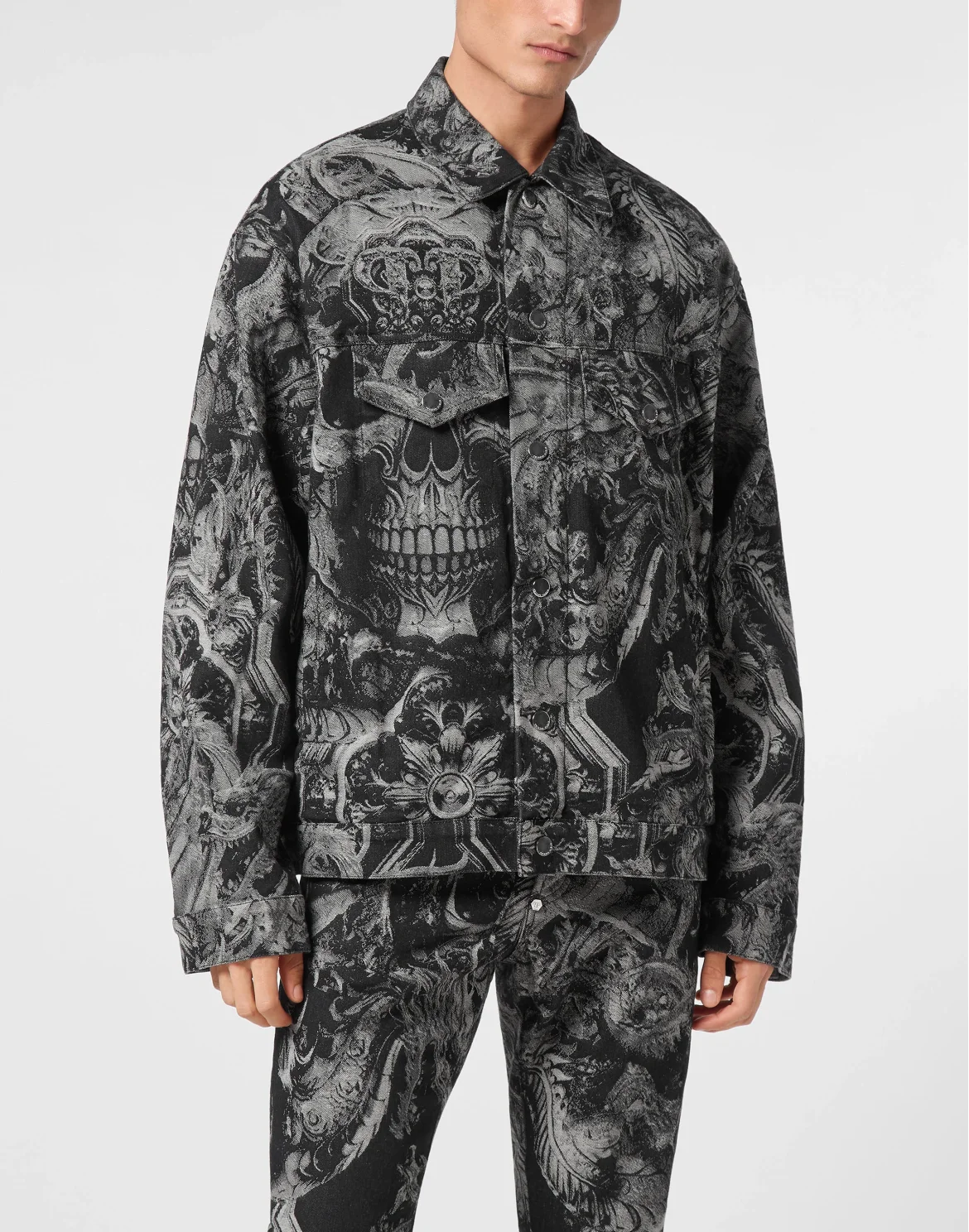 Denim Oversize Jacket Dragon Skull, цвет: Черный