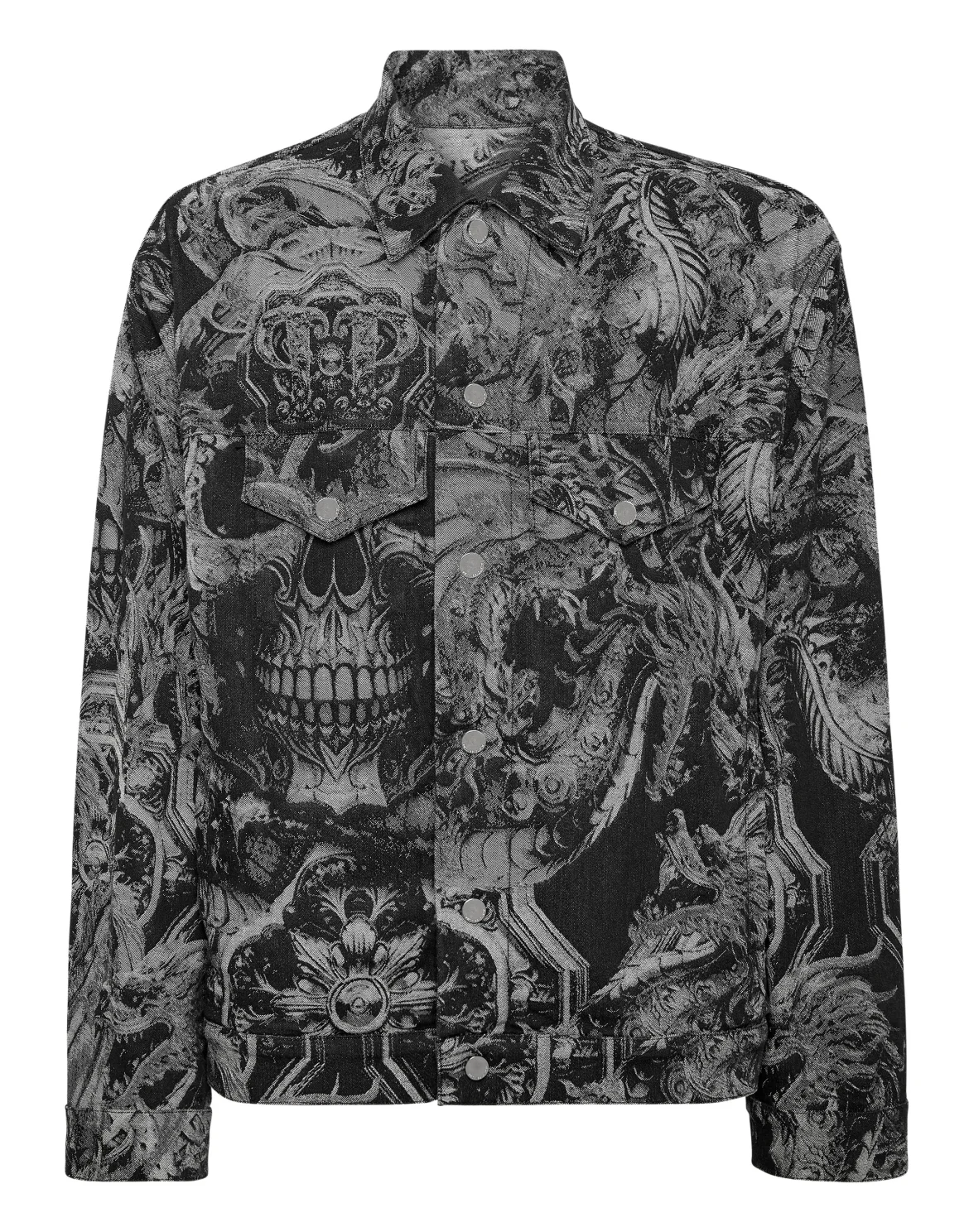 Denim Oversize Jacket Dragon Skull, цвет: Черный