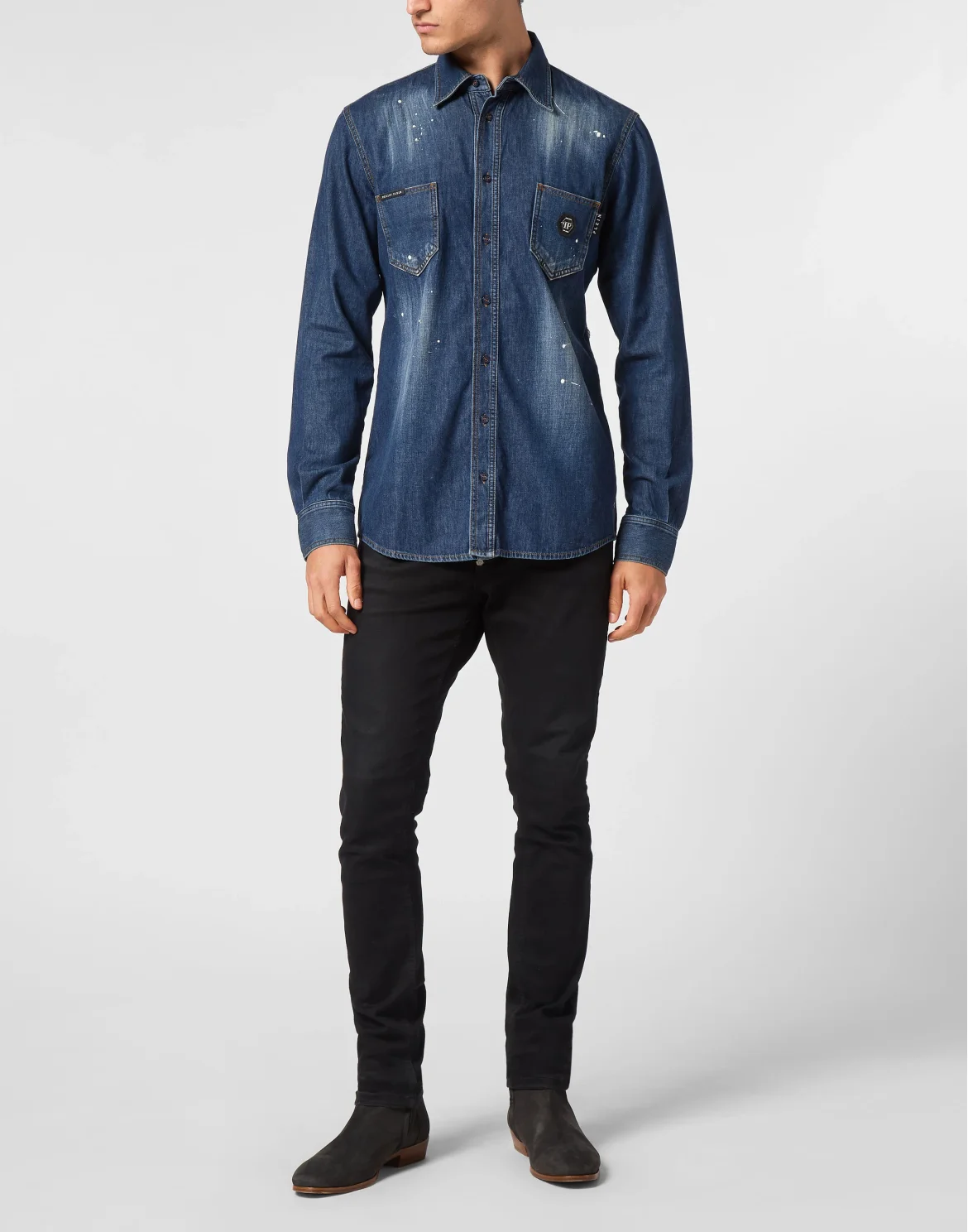 Denim Shirt Long-Sleeve Skull&Bones, цвет: Синий