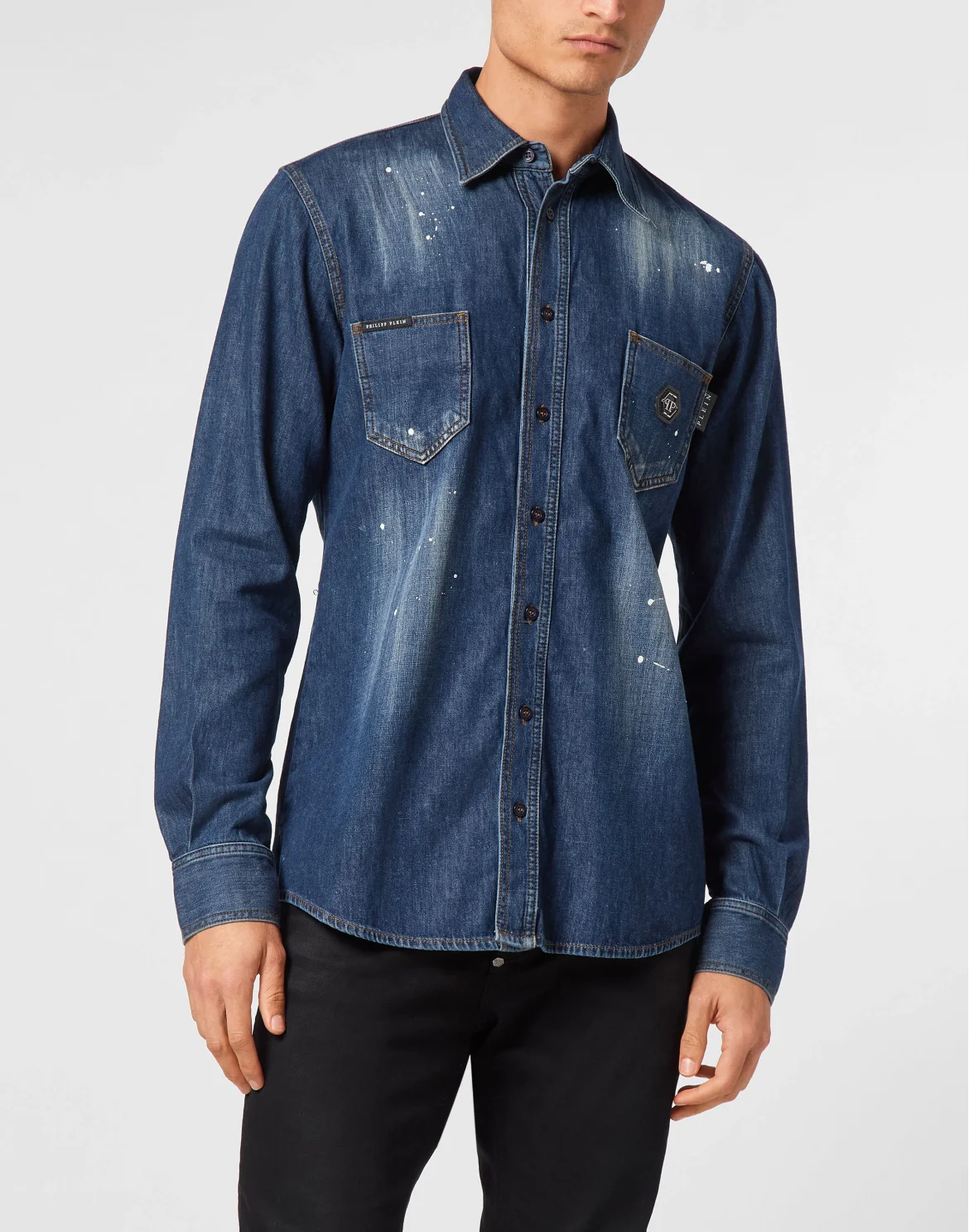 Denim Shirt Long-Sleeve Skull&Bones, цвет: Синий
