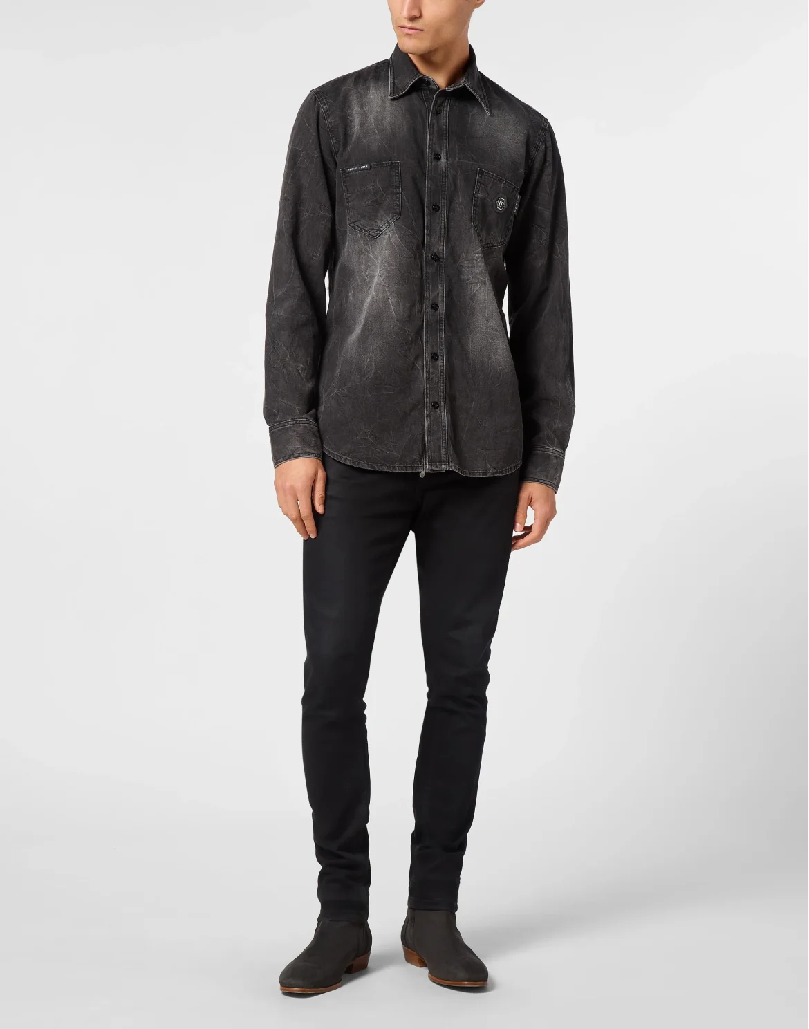 Denim Shirt Long-Sleeve Skull&Bones, цвет: Серый
