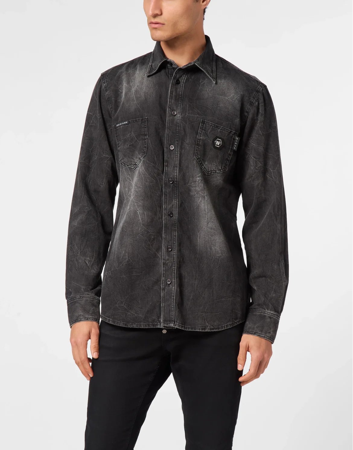 Denim Shirt Long-Sleeve Skull&Bones, цвет: Серый