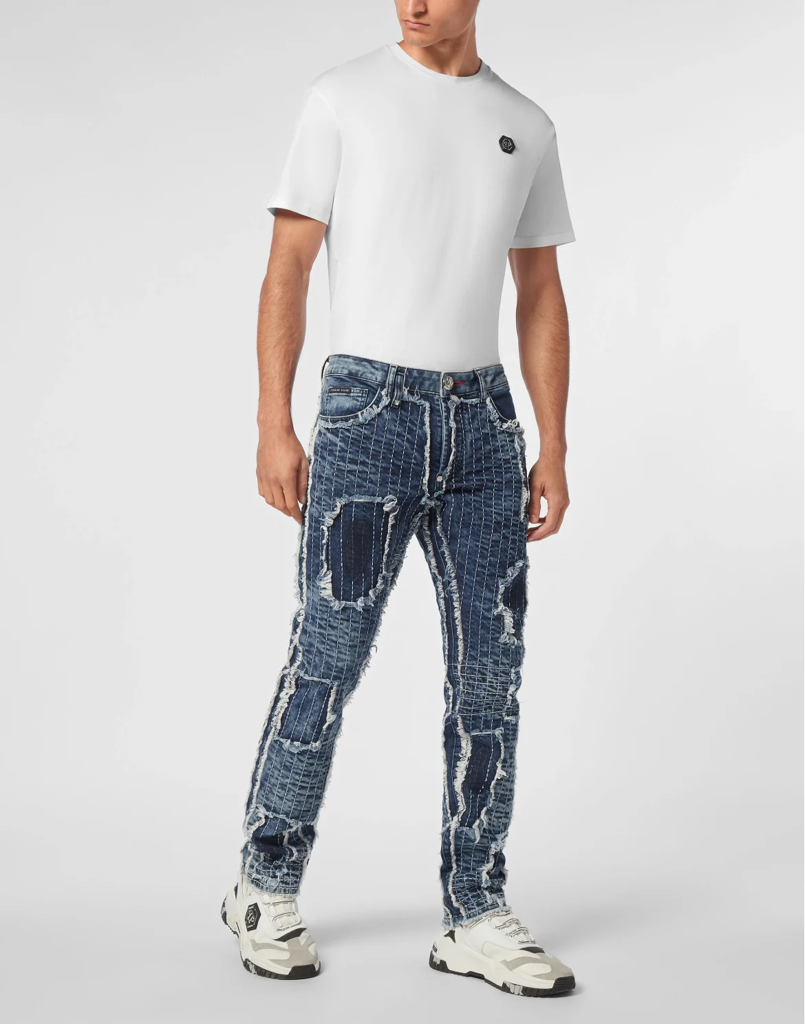 Denim Trousers Super Straight Cut Destroyed, цвет: Синий