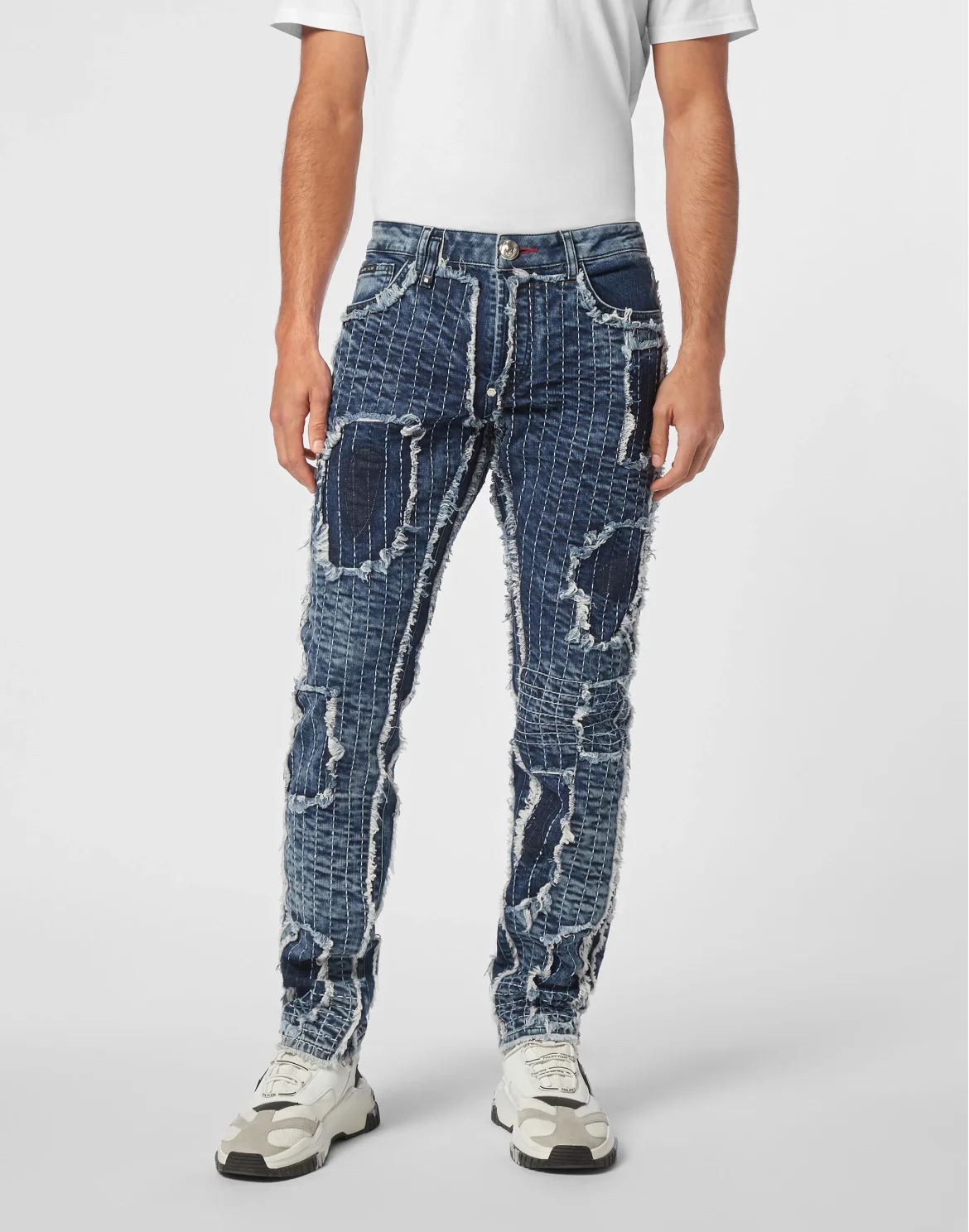 Denim Trousers Super Straight Cut Destroyed, цвет: Синий