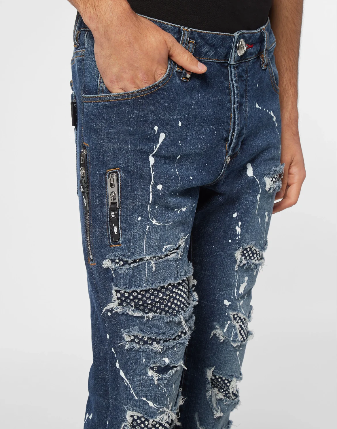 Denim Rock Star Trousers Strass, цвет: Белый