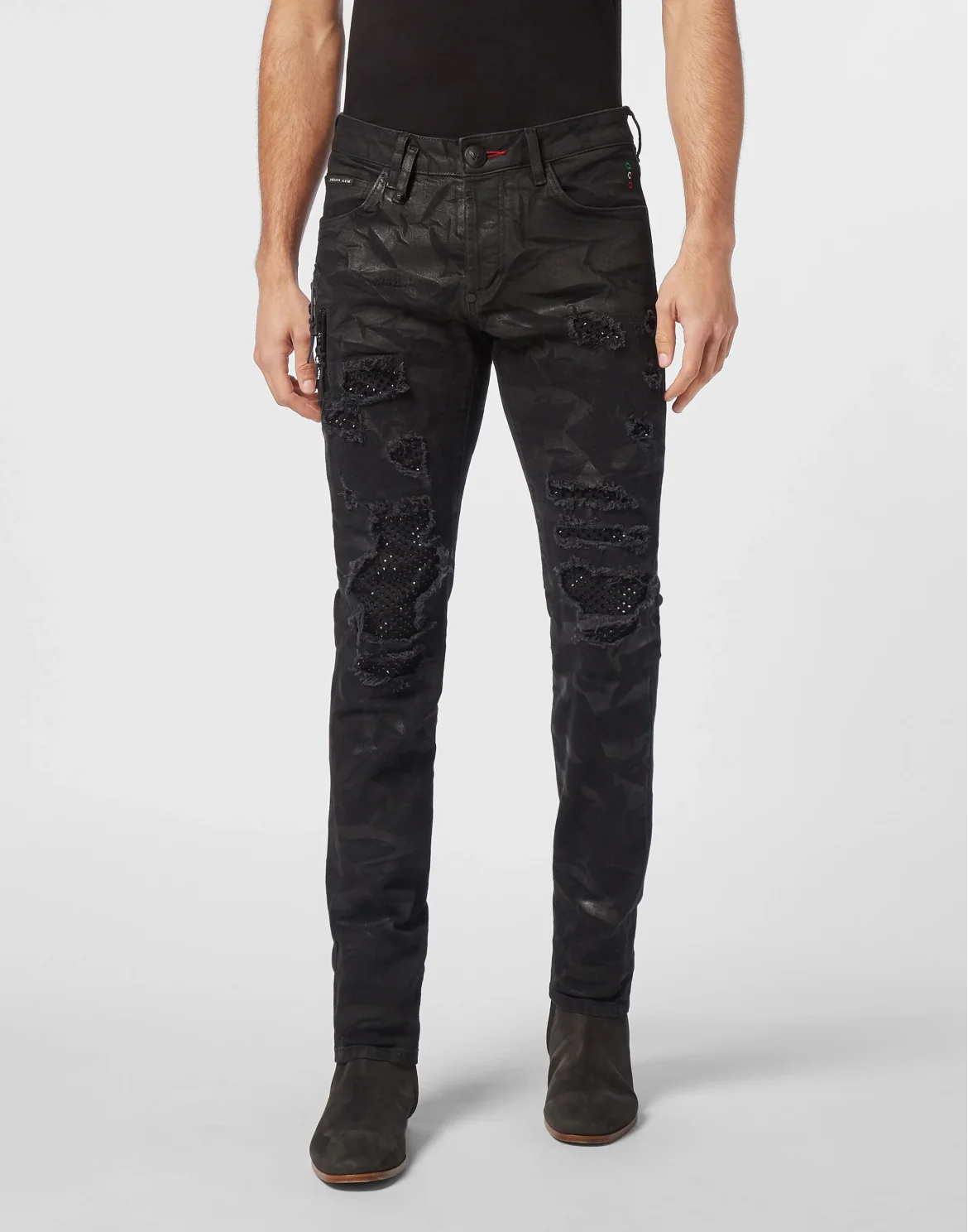 Denim Rock Star Trousers Strass, цвет: Черный