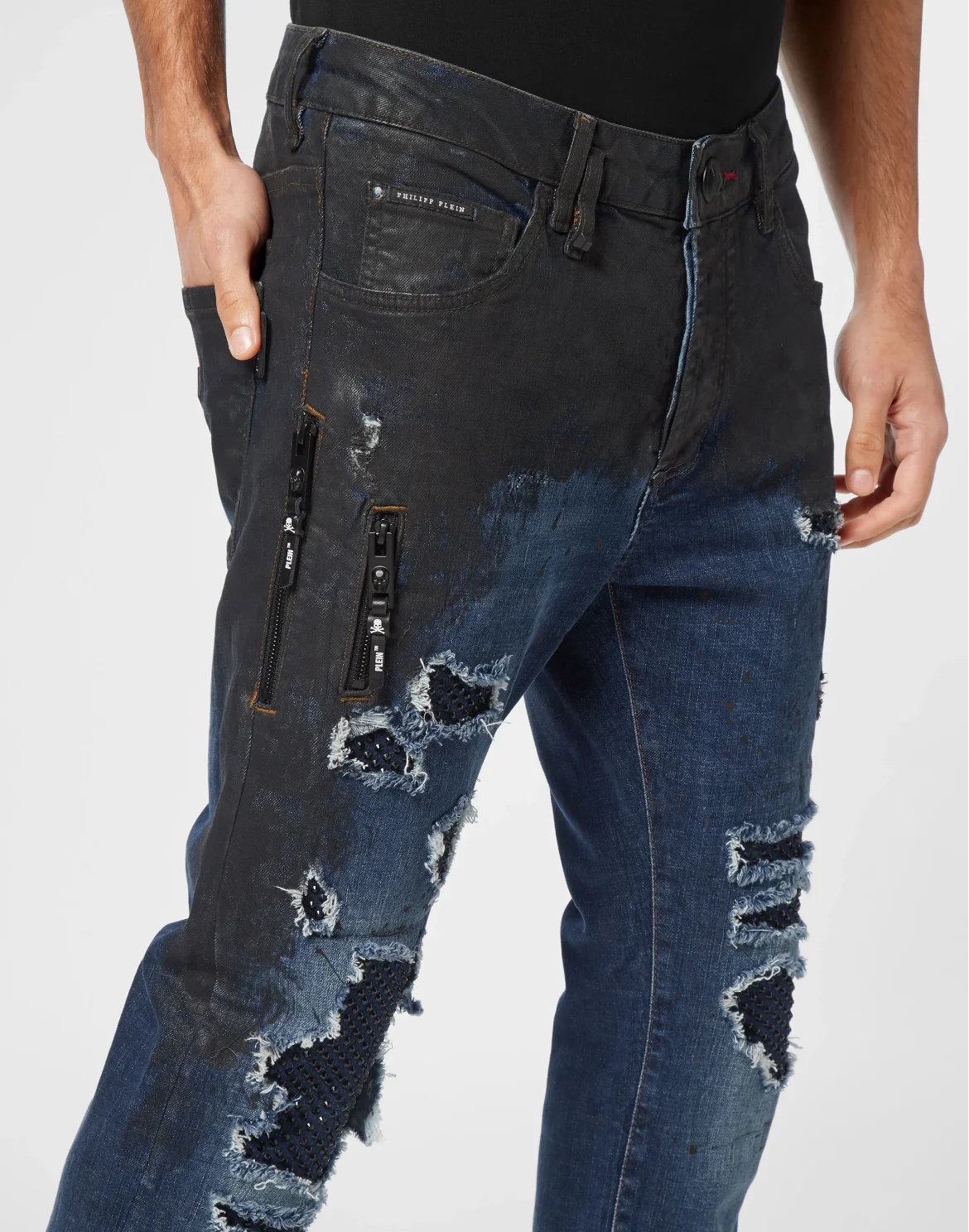 Denim Rock Star Trousers Strass, цвет: Черный