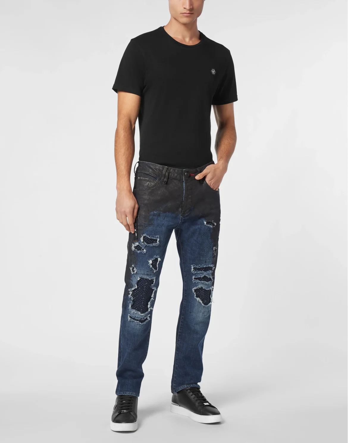 Denim Rock Star Trousers Strass, цвет: Черный
