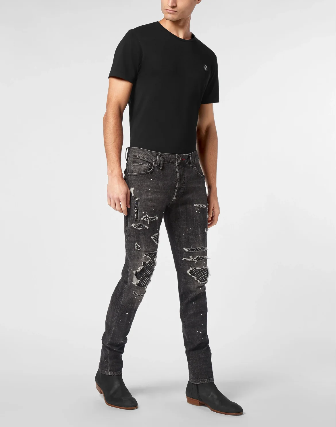 Denim Rock Star Trousers Strass, цвет: Серый