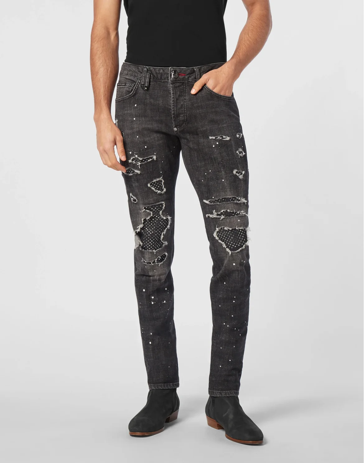 Denim Rock Star Trousers Strass, цвет: Серый