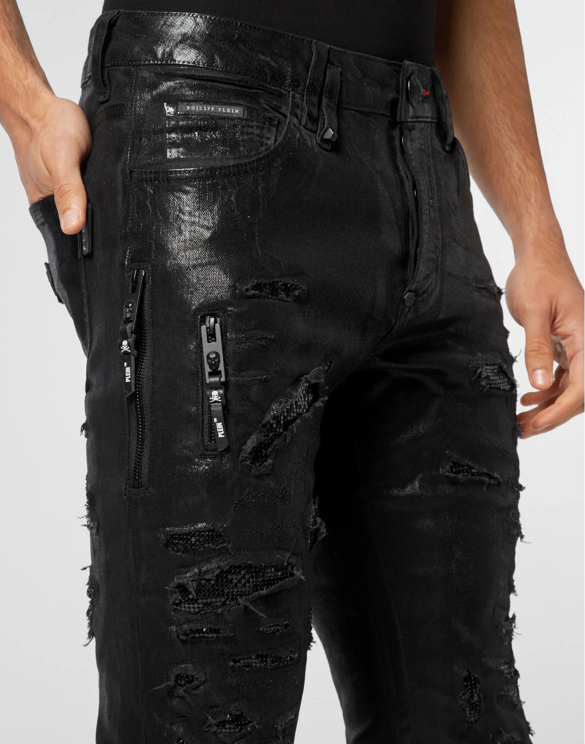 Denim Rock Star Trousers Metallic Mash, цвет: Черный