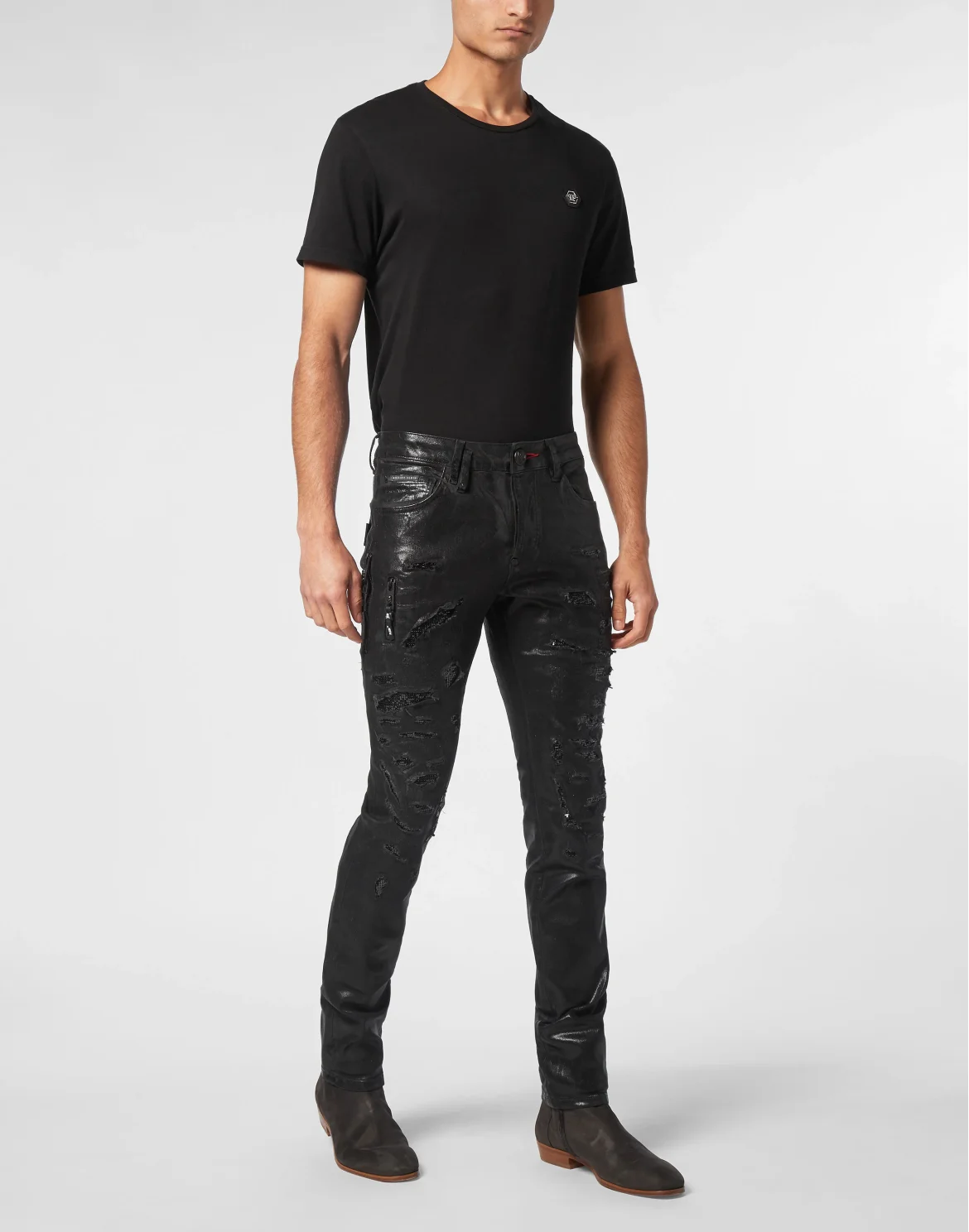 Denim Rock Star Trousers Metallic Mash, цвет: Черный