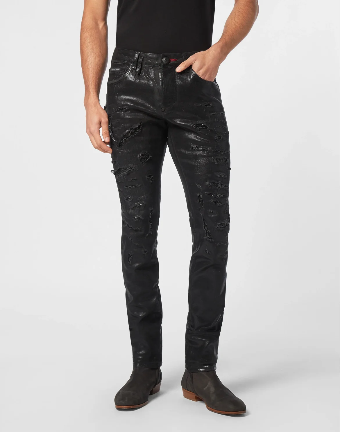 Denim Rock Star Trousers Metallic Mash, цвет: Черный