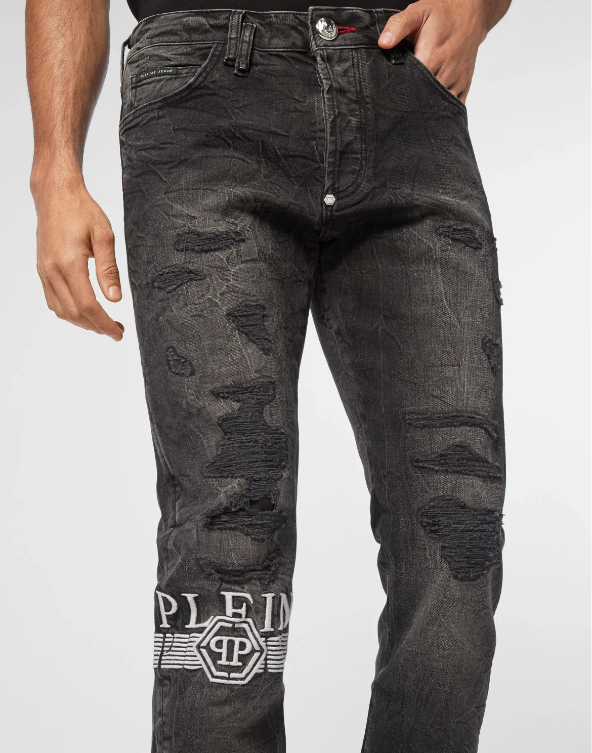 Denim Super Straight Cut Trousers, цвет: Серый