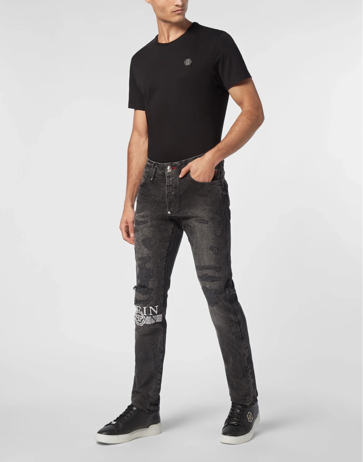 Denim Super Straight Cut Trousers, цвет: Серый