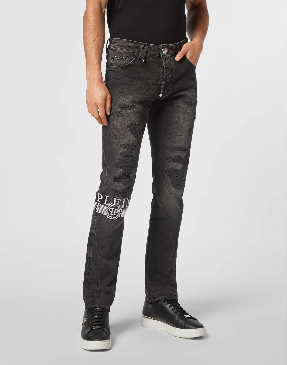 Denim Super Straight Cut Trousers, цвет: Серый