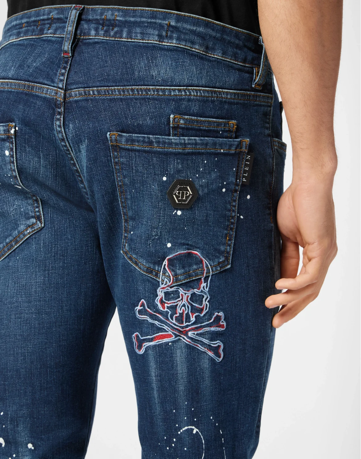 Denim Super Straight Cut Trousers Skull&Bones, цвет: Синий