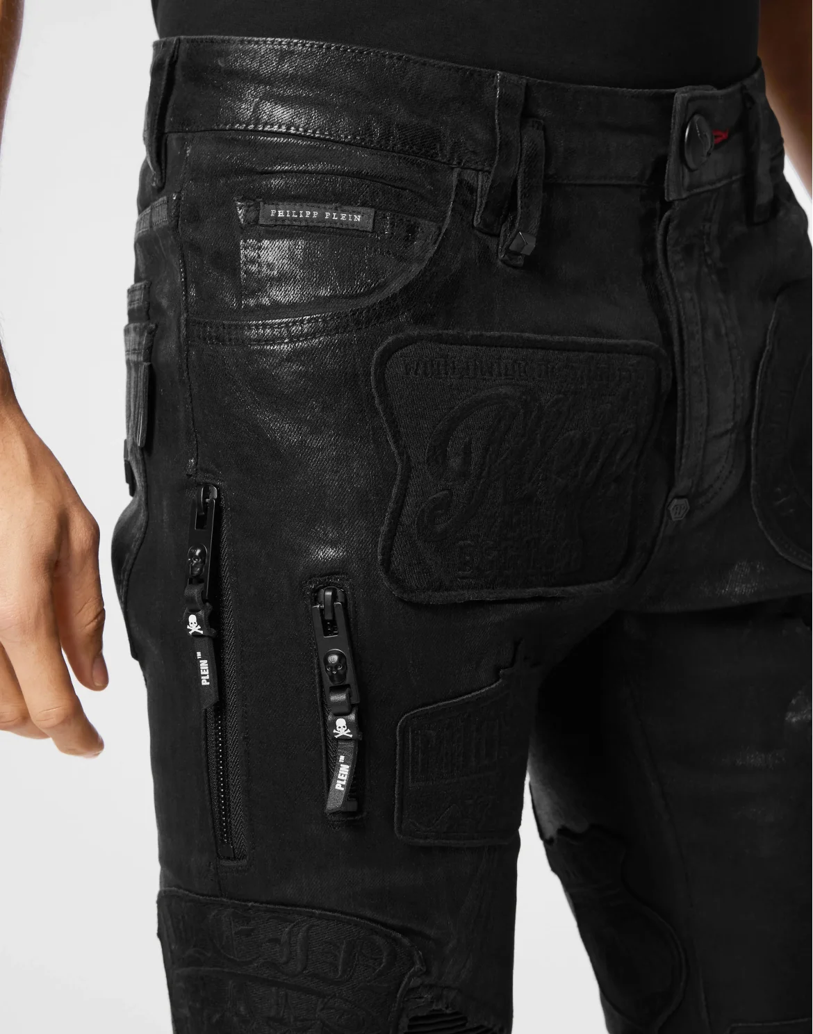 Denim Rock Star Trousers Patches, цвет: Черный