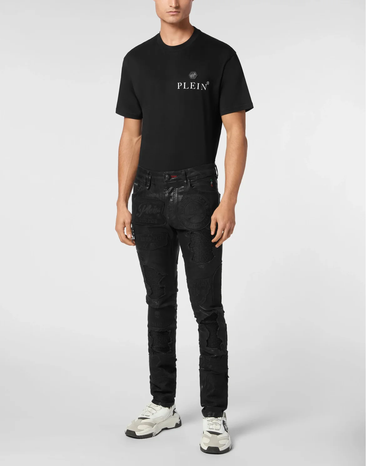 Denim Rock Star Trousers Patches, цвет: Черный