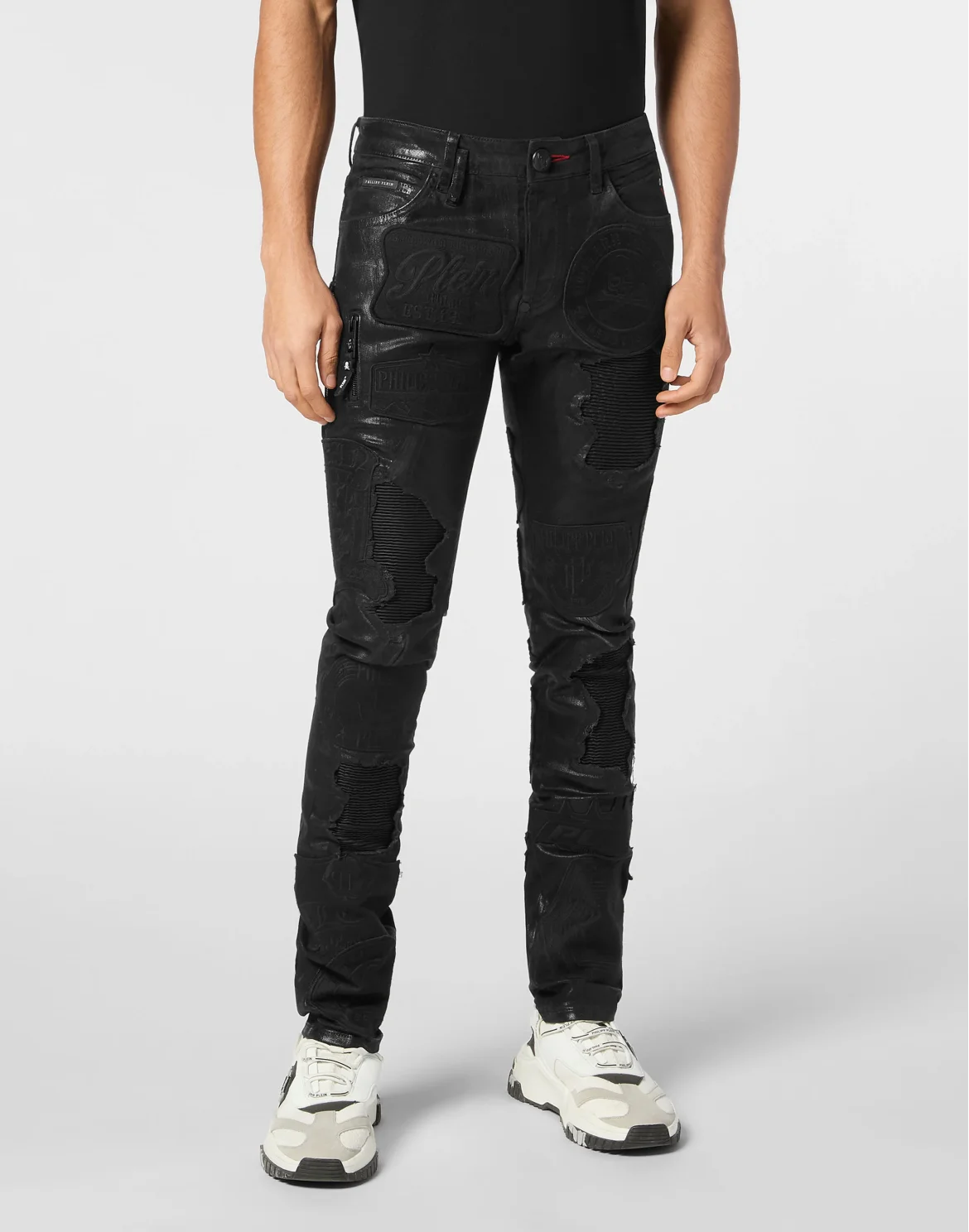 Denim Rock Star Trousers Patches, цвет: Черный