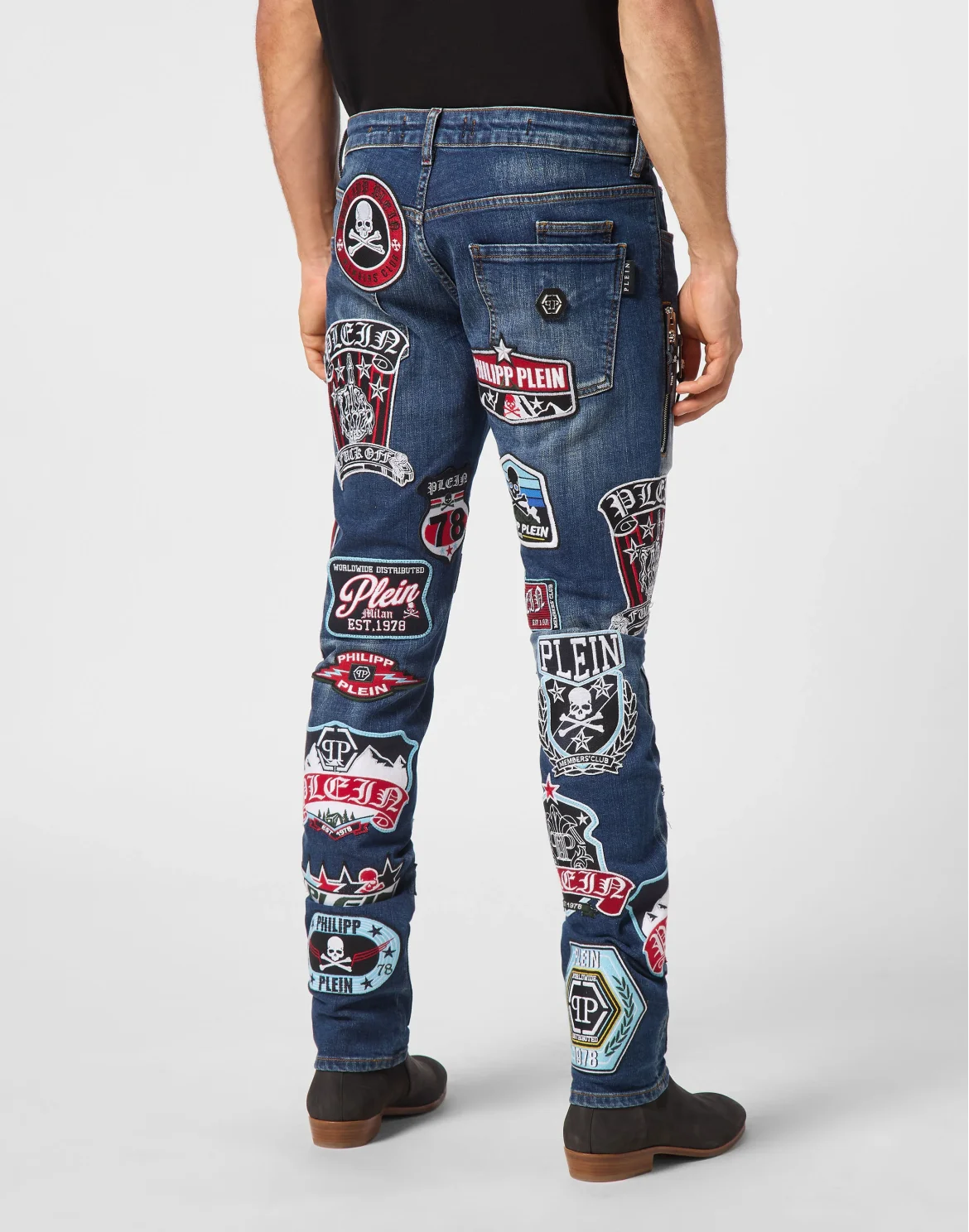 Denim Rock Star Trousers Patches, цвет: Синий