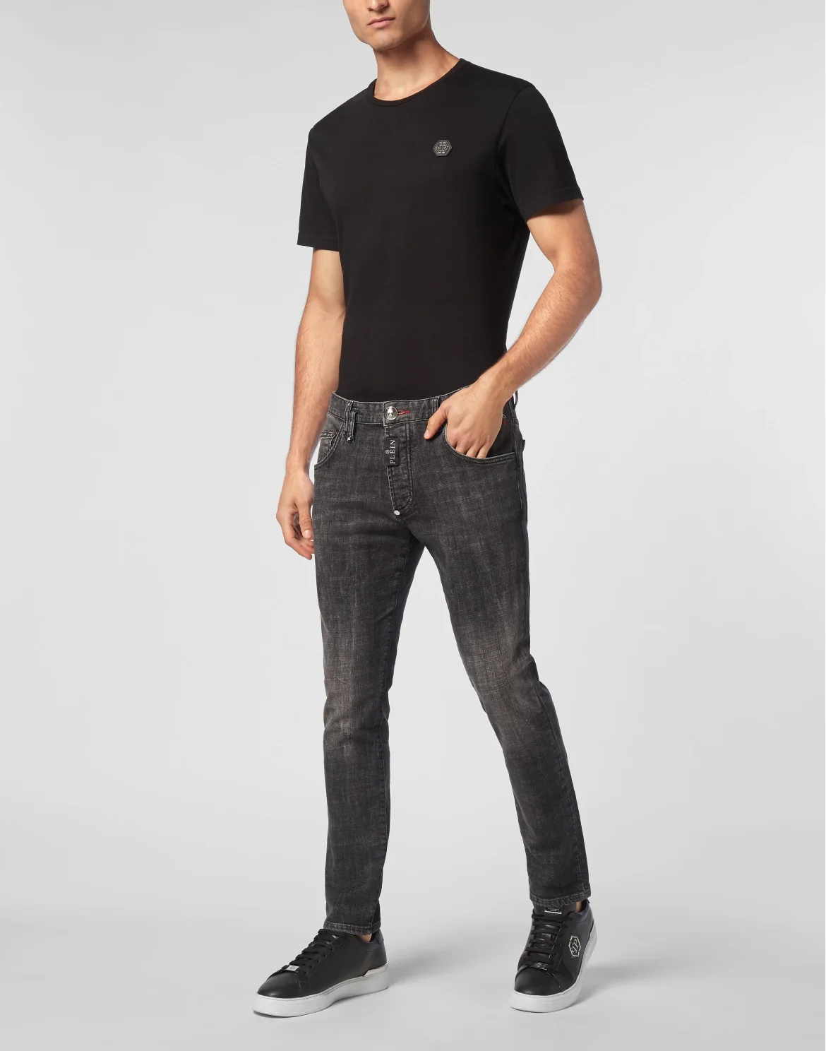 Denim Skinny Trousers, цвет: Серый