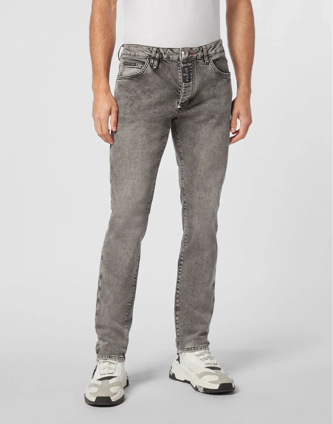 Denim Super Straight Cut Trousers, цвет: Серый