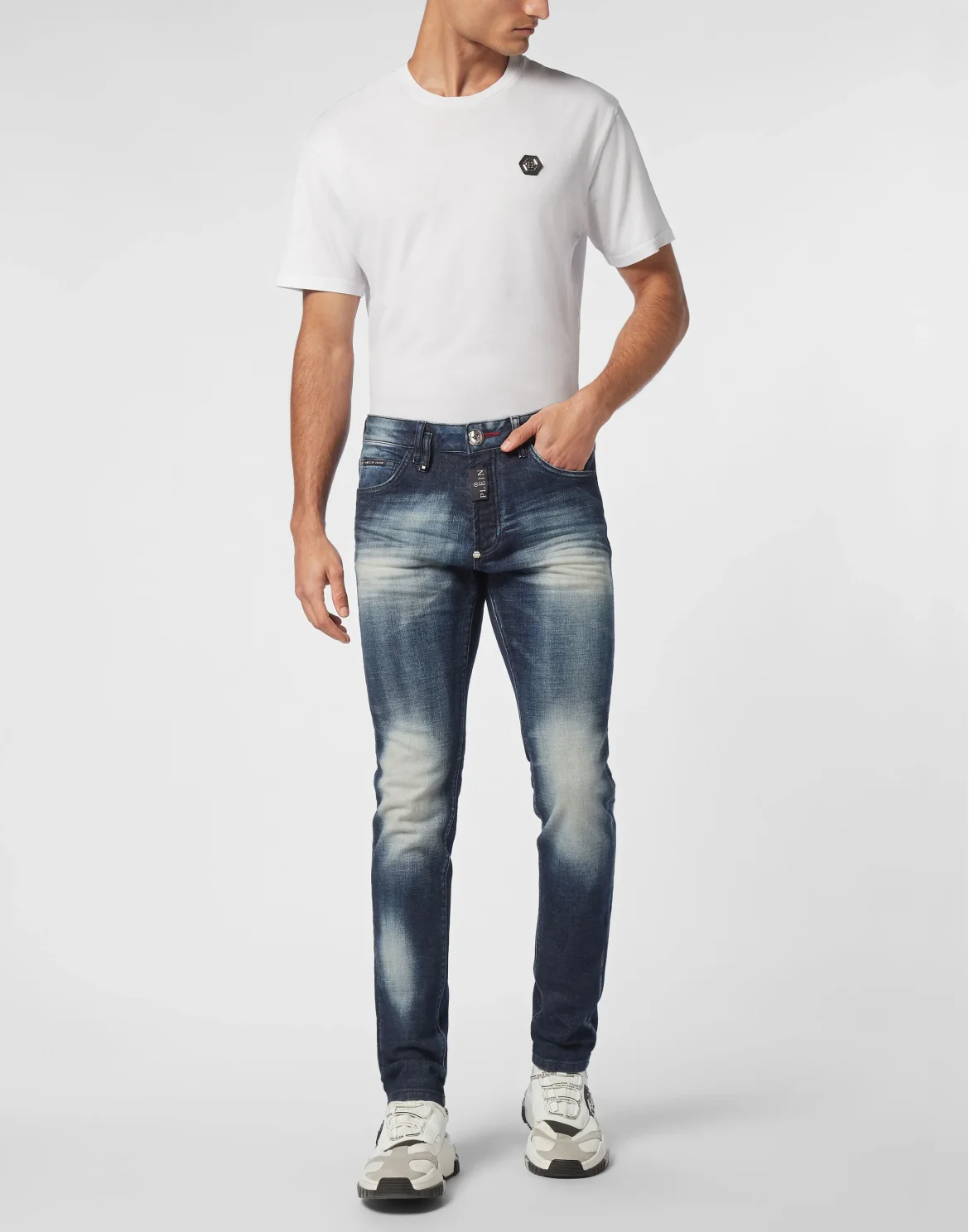 Denim Super Straight Cut Trousers, цвет: Серый