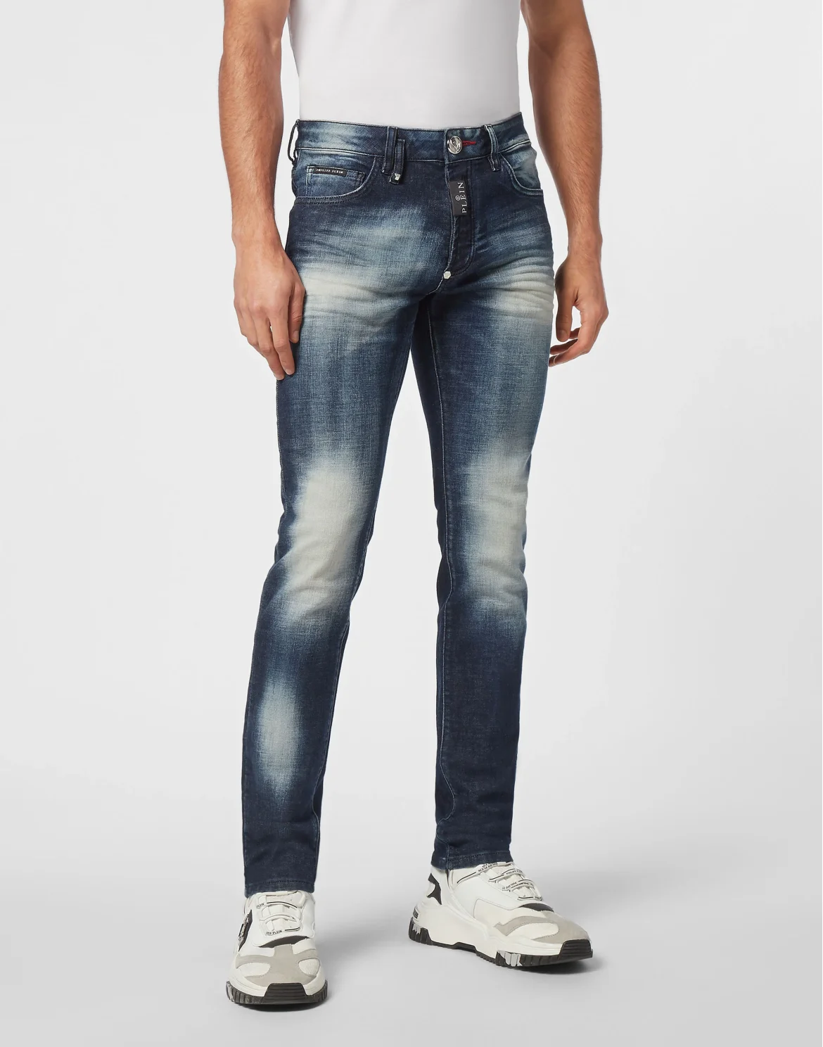 Denim Super Straight Cut Trousers, цвет: Серый