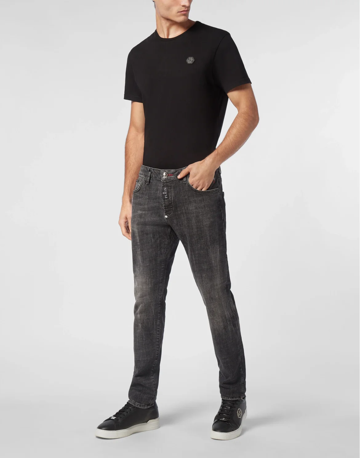 Denim Super Straight Cut Trousers, цвет: Серый