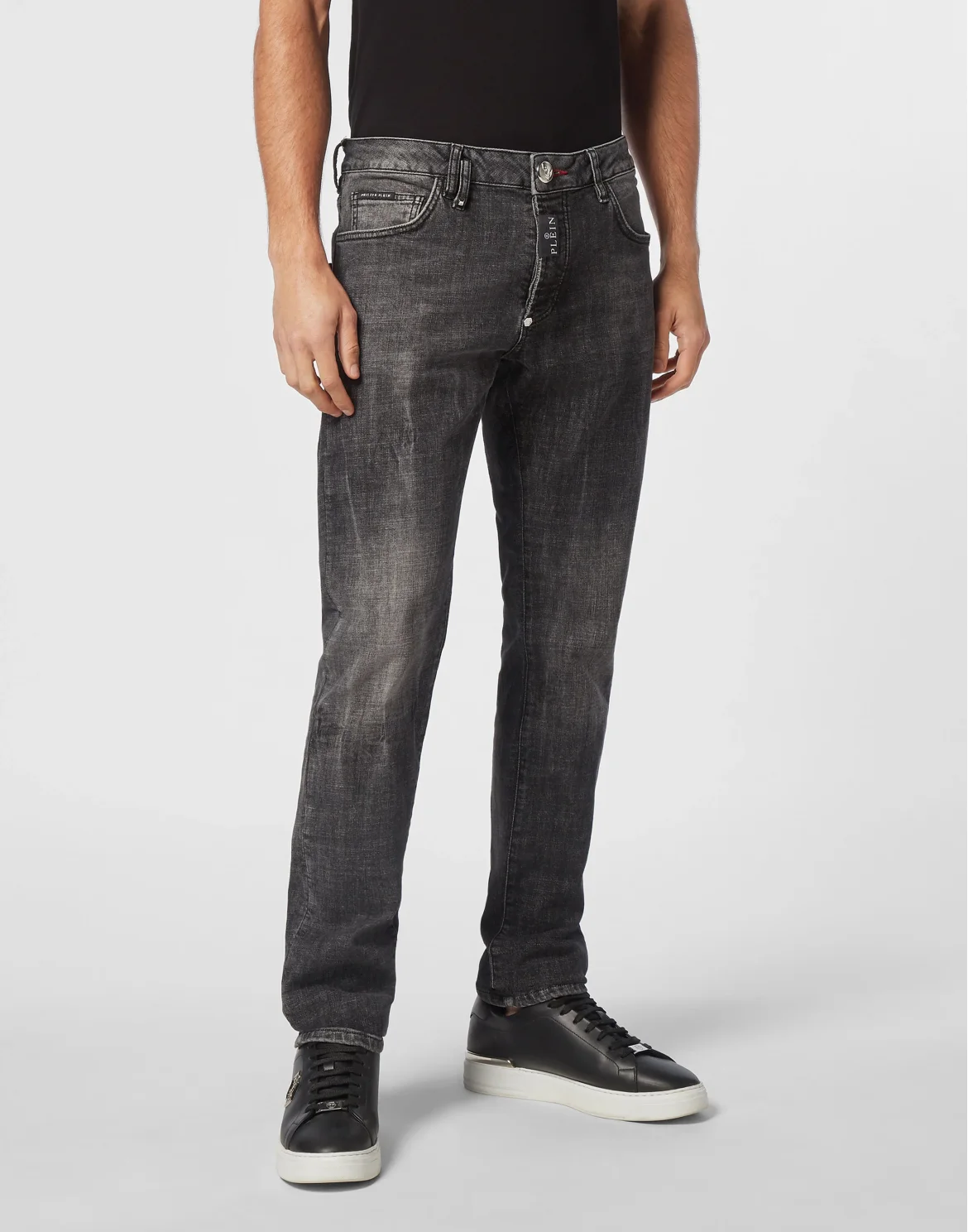 Denim Super Straight Cut Trousers, цвет: Серый