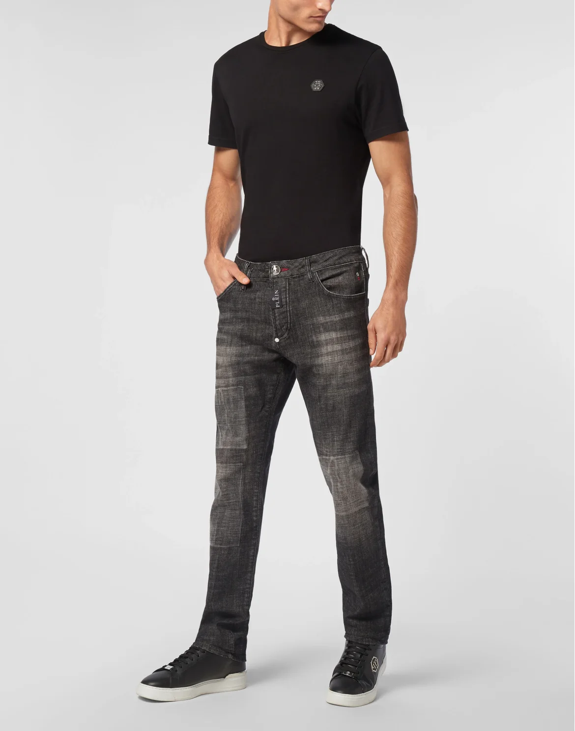 Denim Super Straight Cut Trousers, цвет: Серый