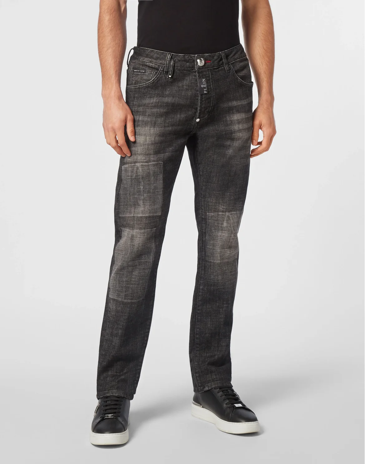 Denim Super Straight Cut Trousers, цвет: Серый