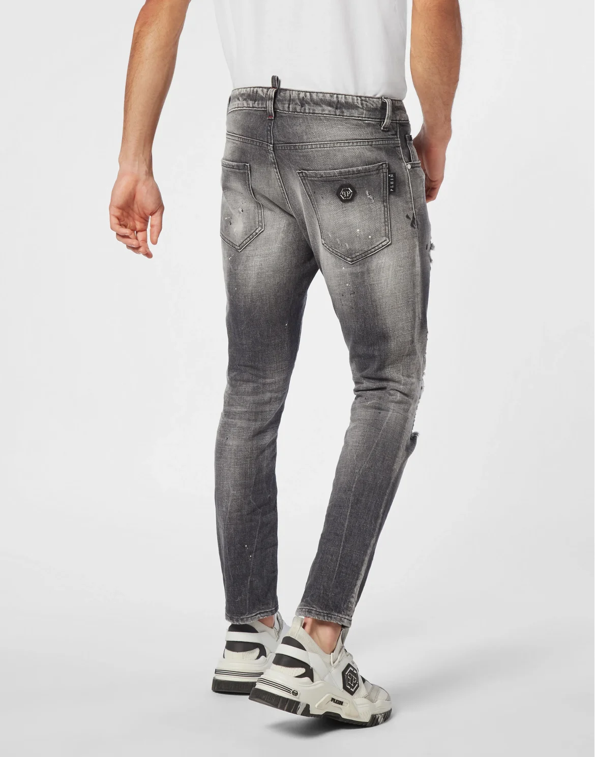 Denim Skinny Fit Trousers, цвет: Серый
