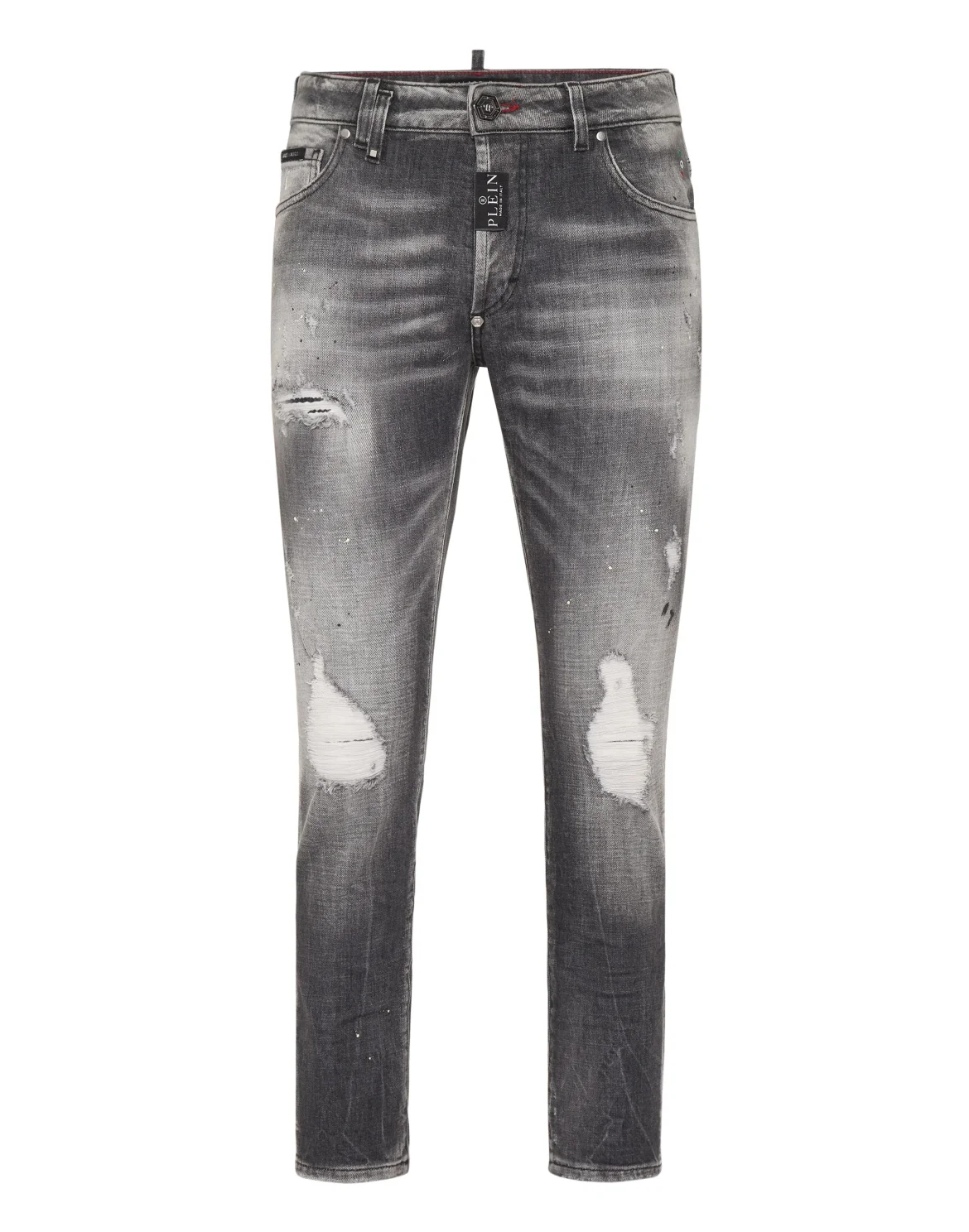 Denim Skinny Fit Trousers, цвет: Серый