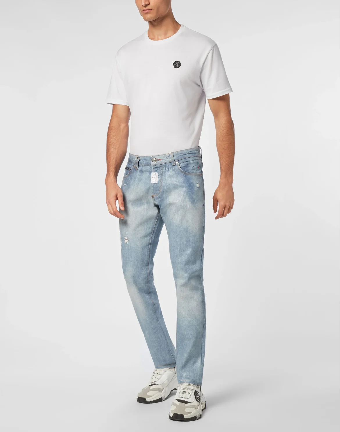 Denim Super Straight Cut Trousers, цвет: Синий