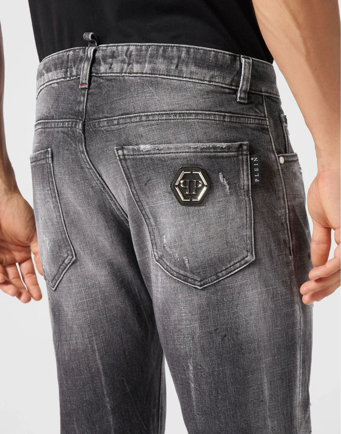 Denim Super Straight Cut Trousers, цвет: Серый