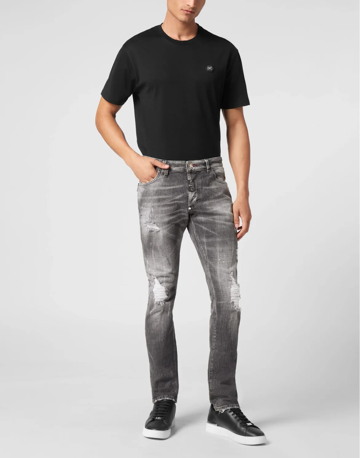 Denim Super Straight Cut Trousers, цвет: Серый