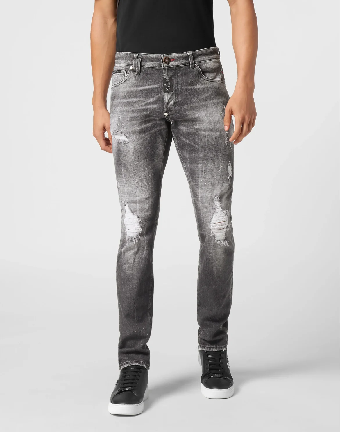 Denim Super Straight Cut Trousers, цвет: Серый